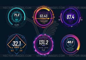 Тест скорости интернета и приборная панель спидометра 5G - векторный графический клипарт