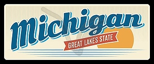 Штат Мичиган, США, винтажная дорожная табличка - стоковое векторное изображение