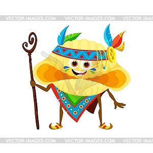 Cartoon Italian pasta Indian chief character - vector clip art