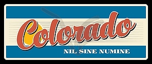 Vintage banner of Colorado, retro travel plate - vector clip art