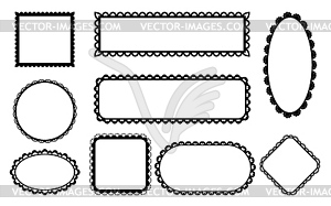 Scallop lace edge frames or borders, frill ribbons - vector image