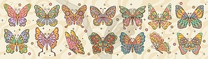 Retro groovy butterfly, cartoon hippie - vector image