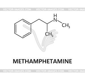 Methamphetamine drug molecule formula structure - vector image