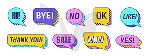 Memphis speech bubbles vibrant set - vector image