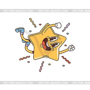 Cartoon star groovy character, happy retro twinkle - vector clip art