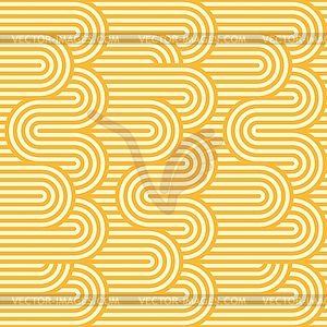Ramen pattern, yellow noodle pasta wave background - vector image