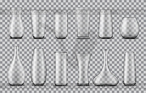 Realistic glass flower vases set - vector clipart