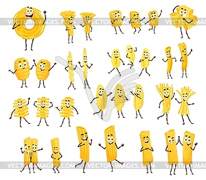 Cartoon italian pasta characters set - vector clip art