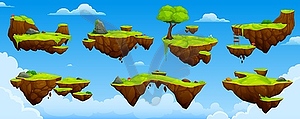 Floating island, game platforms and arcade levels - vector clipart