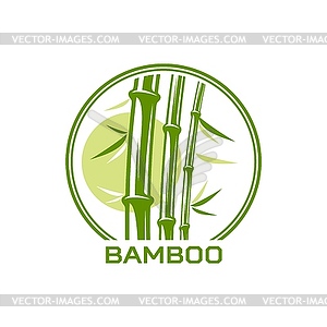 Bamboo icon for Asian SPA, jungle tree, green leaf - vector clipart