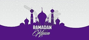 Ramadan kareem holiday banner with muslim mosque - vector image