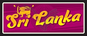 Sri Lanka city travel sticker, tin sign - vector image
