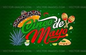 Мексиканский праздничный баннер Синко де Майо с сомбреро - изображение в векторном формате