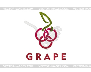 Grape wine icon, featuring intertwined berries - royalty-free vector image