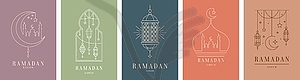 Ramadan Kareem greetings with Muslim mosque, moon - vector EPS clipart