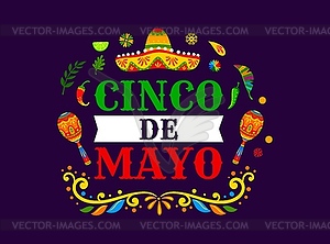 Cinco de Mayo Mexican holiday banner with sombrero - vector image