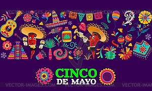 Cinco de mayo mexican holiday colorful background - vector clip art