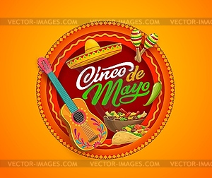 Mexican cinco de mayo holiday paper cut banner - vector clip art