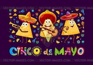 Персонажи мексиканских начос, баннер Синко де Майо - изображение в векторном виде