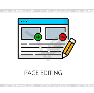 Page editing, CMS content management system icon - vector clipart