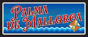 Palma de Mallorca Spanish retro city plate - vector clipart / vector image