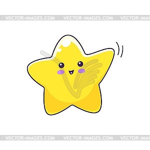 Cartoon emoji, twinkle, kawaii star character - vector clipart