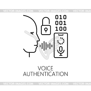 Значок голосовой аутентификации биометрическая идентификация - векторное изображение