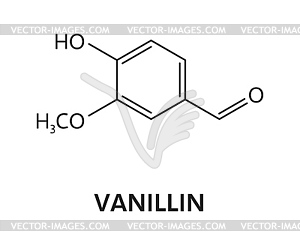 Vanillin molecule formula of chocolate ingredient - vector clipart