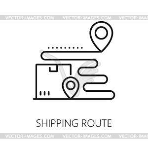 Logistics and delivery line icon of shipping route - vector clipart