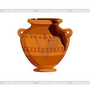 Ancient vase, broken pottery pot, antique ceramic - vector clip art