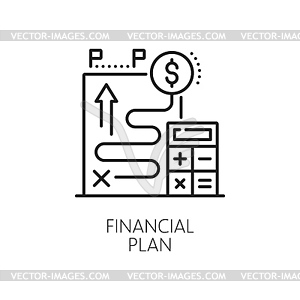 Financial plan line icon for financial analysis - vector clip art