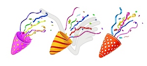 Firecracker, holiday birthday popper with confetti - vector image