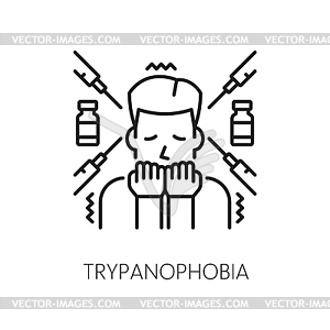 Human trypanophobia phobia, mental health icon - vector image