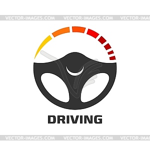 Drive steering wheel icon, tech and safe drive - vector image
