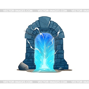 Фэнтезийная игра мультяшный волшебный портал древняя дверь - векторизованный клипарт