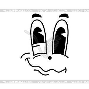 Cartoon rumpled, funny comic groovy face emotion - vector clip art