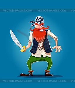 Мультяшный рыжебородый пират-моряк с мечом - изображение в формате EPS