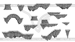 Cartoon rock stone game platforms, UI - vector clip art