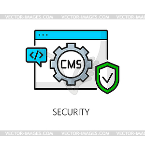 Security. CMS, content management system line icon - vector clipart