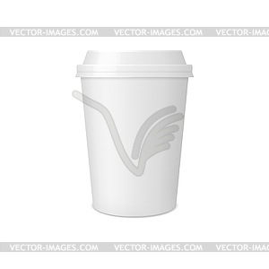 Realistic white coffee paper cup or mug 3d mockup - vector image