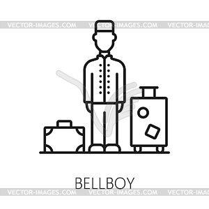 Porter with luggage, hotel service doorkeeper - vector clipart