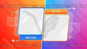 Before after template with comparison frames - vector clipart