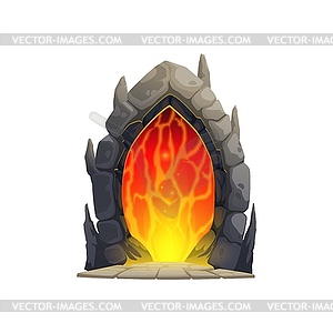Fantasy game cartoon portal with fiery energy - vector clip art