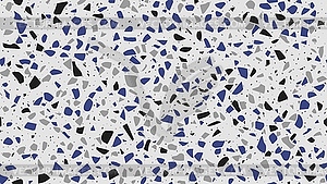 Grey, dark blue, black terrazo mosaic tile pattern - vector image