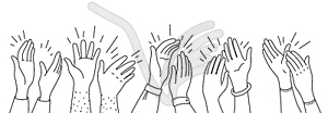Doodle applause hands silhouettes, clapping arms - vector clipart
