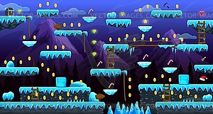 Arcade frozen ice world game level map interface - vector image