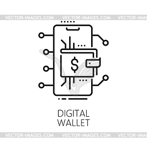Значок финтех-линии цифрового кошелька Blockchain - клипарт в векторе / векторное изображение