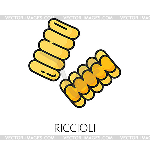 Riccioli outline icon, homemade pasta type - vector image