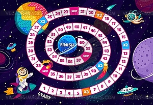 Board kid step game with galaxy space planets - vector clip art