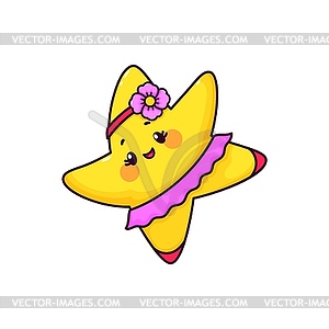 Cartoon cute kawaii star character dancing - color vector clipart